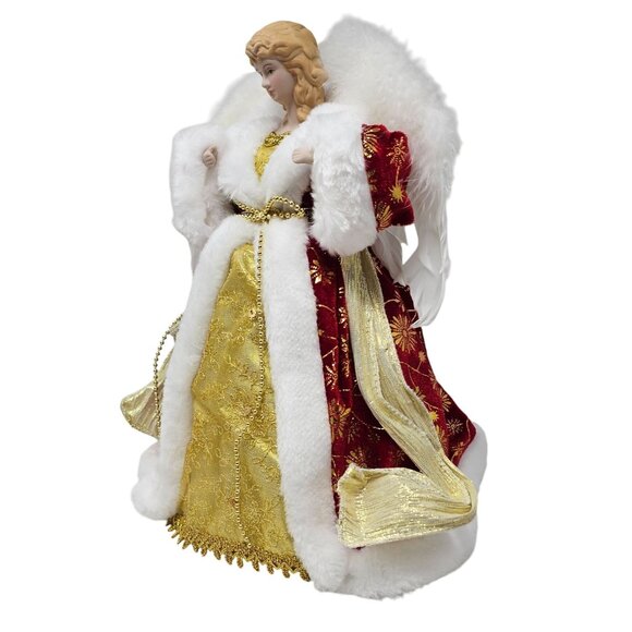 Red and Gold Angel Christmas 12" Tree Topper, Holiday Party Decor - Picture 5 of 5